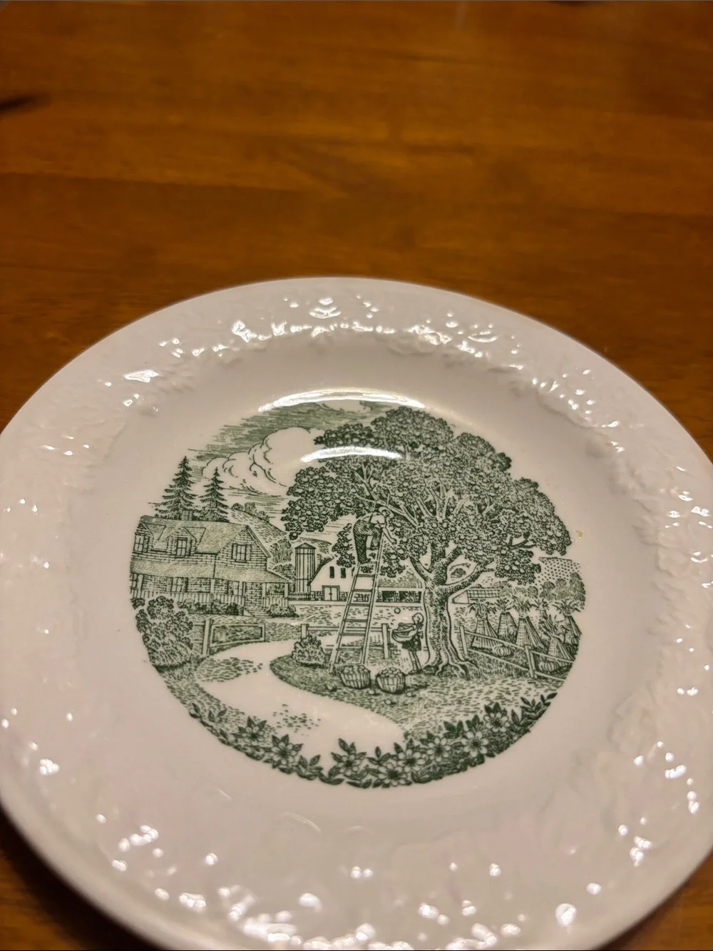 Homer Laughlin Pastoral Classic Green Scenic Ceramic bread plate